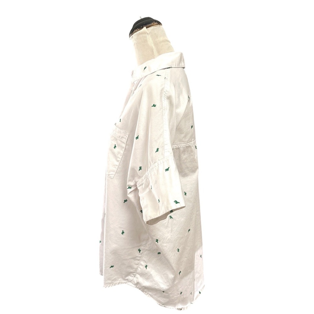 Madewell White Cactus Embroidered Button Down Shirt Western Coastal Cowgirl XS - Picture 5 of 7